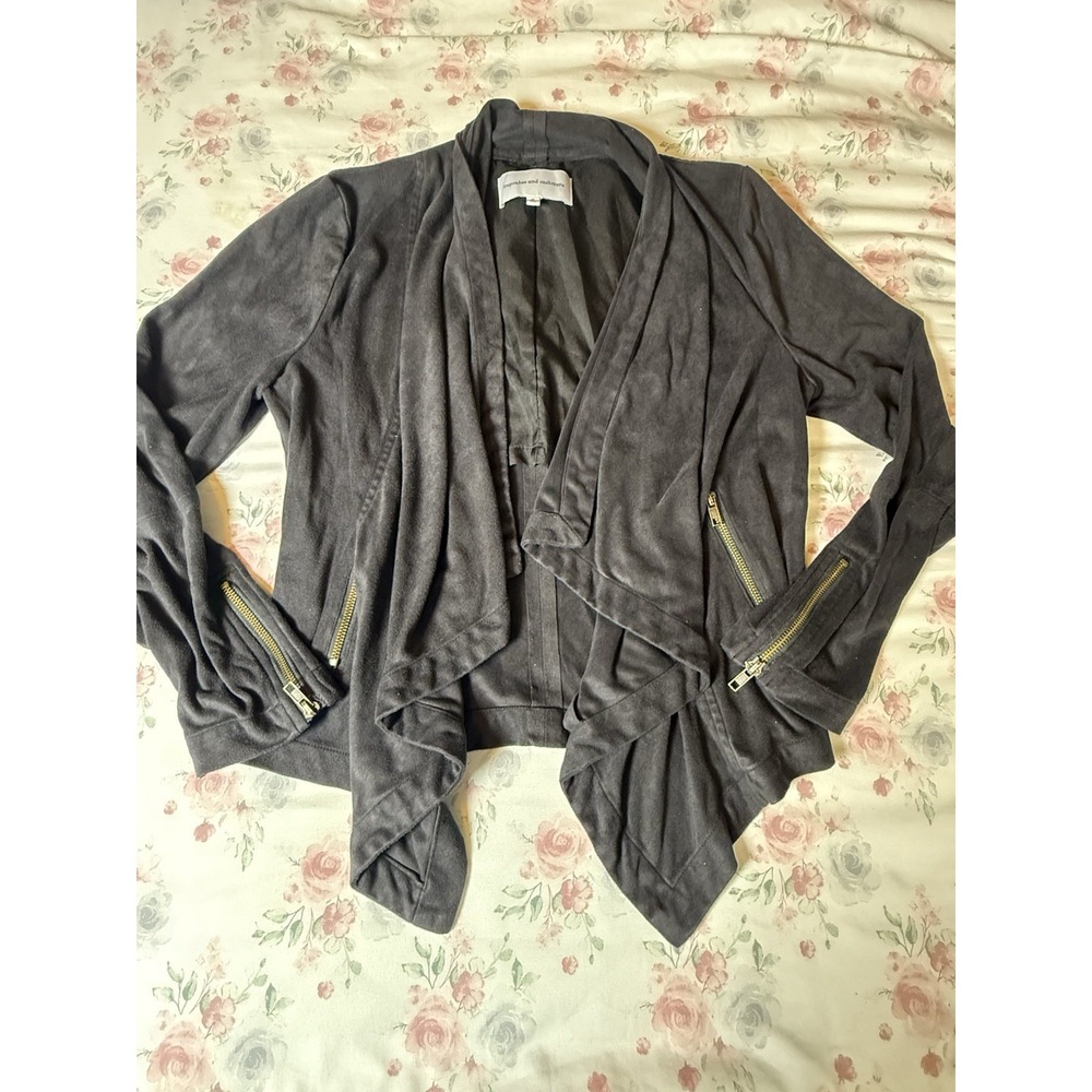 Cupcakes and Cashmere Jacket Womens‎ Small Vegan Suede Leather Waterfall Moto